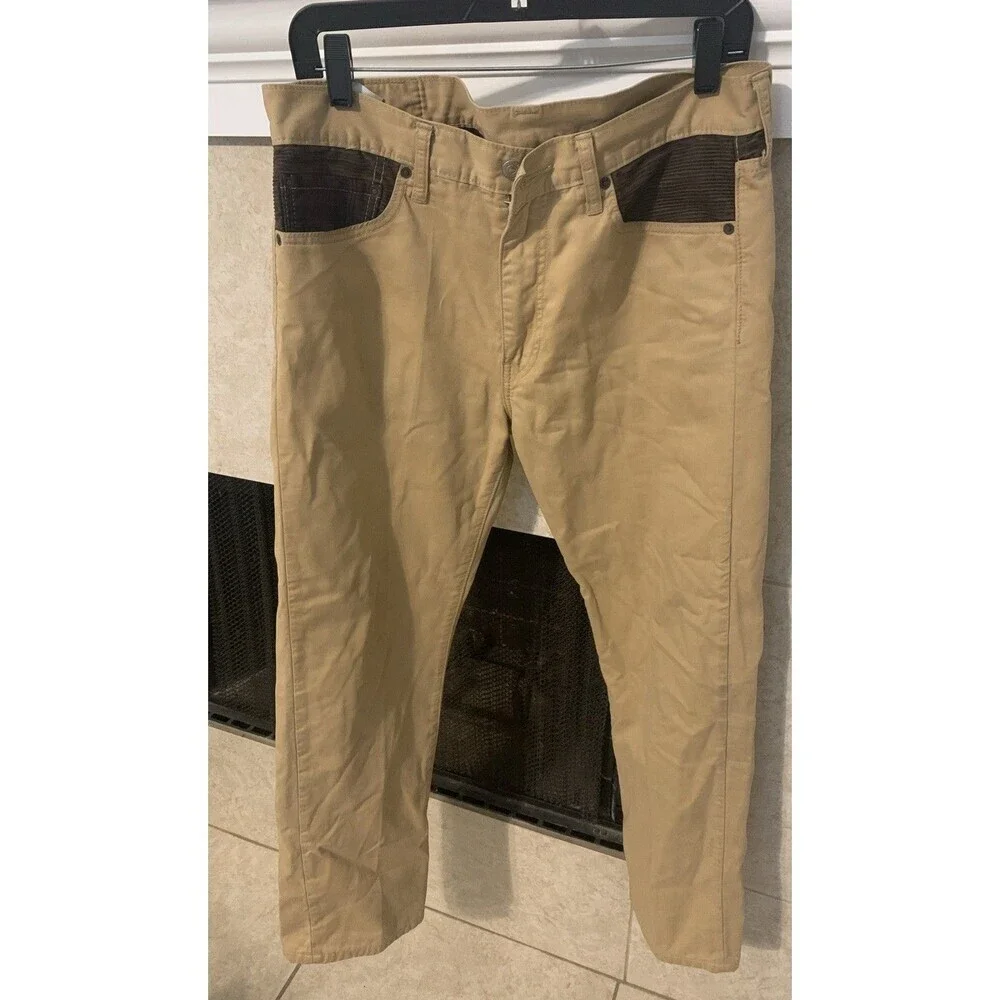Men's Levi's 513 Straight-Cut Pants — Tan Brown — Size 34x34 Cotton